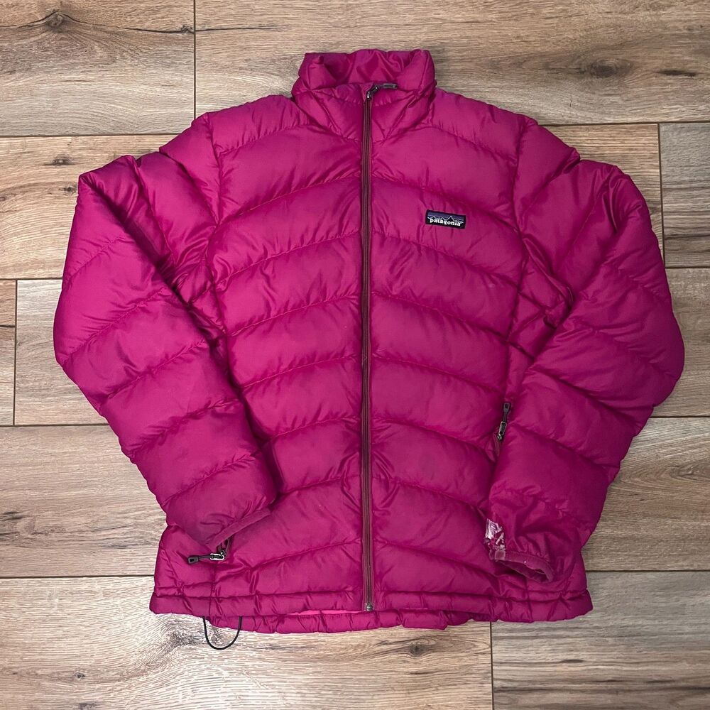 Patagonia Hi Loft Goose Down Puffer Sweater Jacket Coat Magenta Pink Women's M